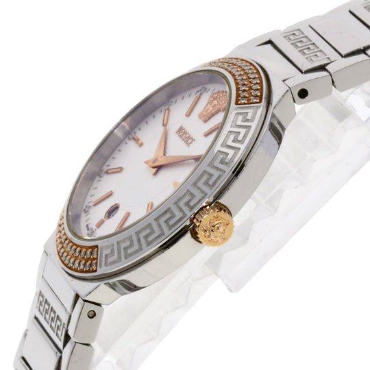 VERSACE Watches Quartz ZSQ81 Stainless Steel , Stainless Steel Silver Logo motif Ivory dial Women Used Authentic