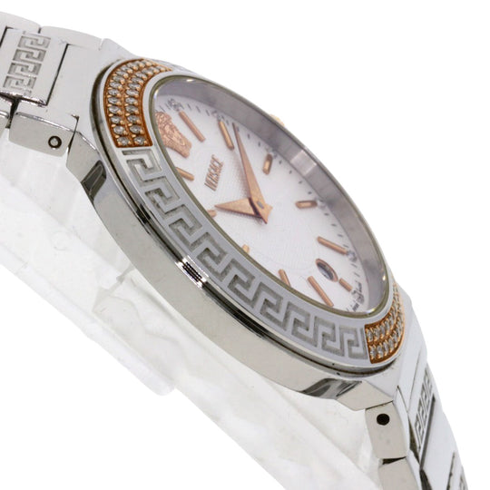 VERSACE Watches Quartz ZSQ81 Stainless Steel , Stainless Steel Silver Logo motif Ivory dial Women Used Authentic