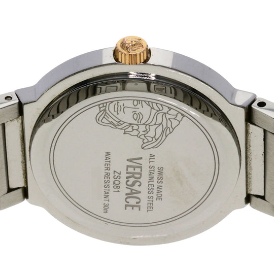 VERSACE Watches Quartz ZSQ81 Stainless Steel , Stainless Steel Silver Logo motif Ivory dial Women Used Authentic