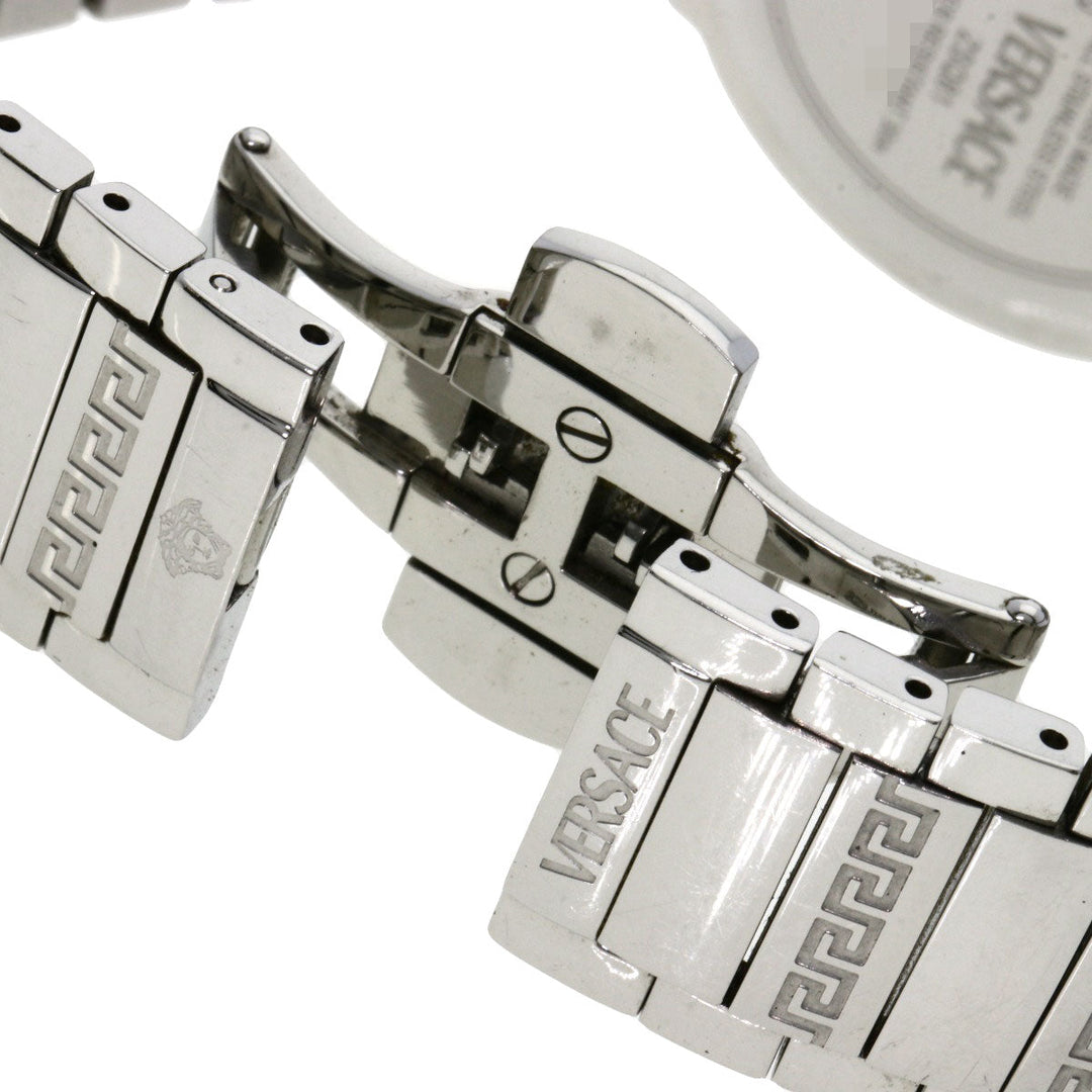 VERSACE Watches Quartz ZSQ81 Stainless Steel , Stainless Steel Silver Logo motif Ivory dial Women Used Authentic