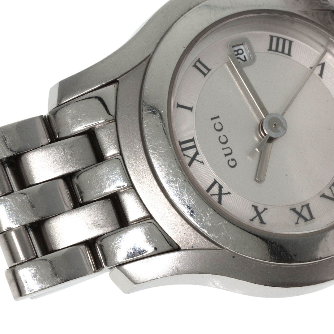 GUCCI Watches Quartz 5500L Stainless Steel , Stainless Steel Silver Round face Silver dial Women Used Authentic