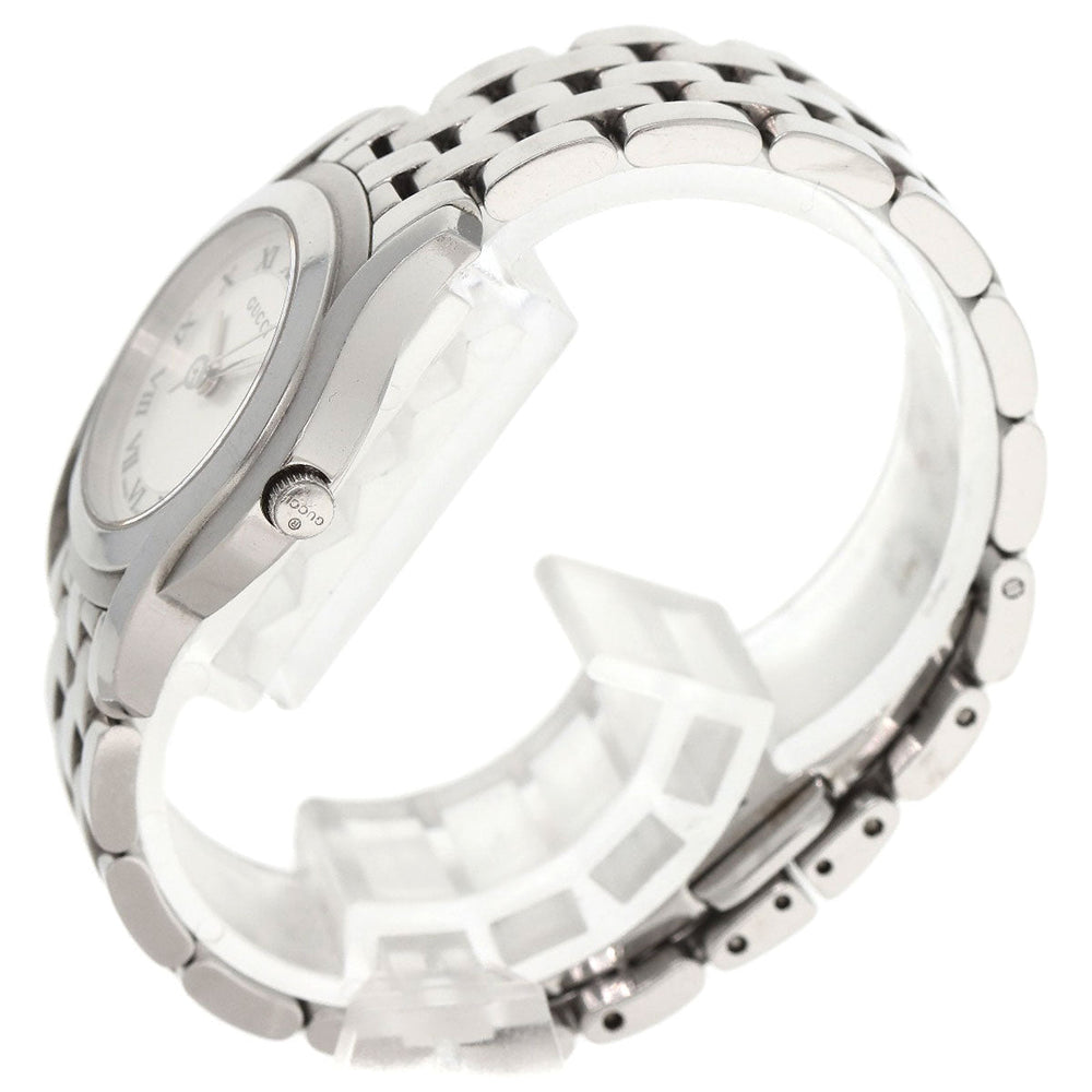 GUCCI Watches Quartz 5500L Stainless Steel , Stainless Steel Silver Round face Silver dial Women Used Authentic
