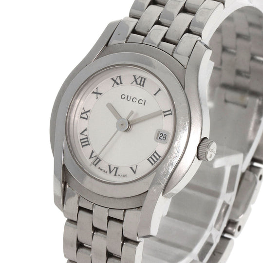 GUCCI Watches Quartz 5500L Stainless Steel , Stainless Steel Silver Round face Silver dial Women Used Authentic