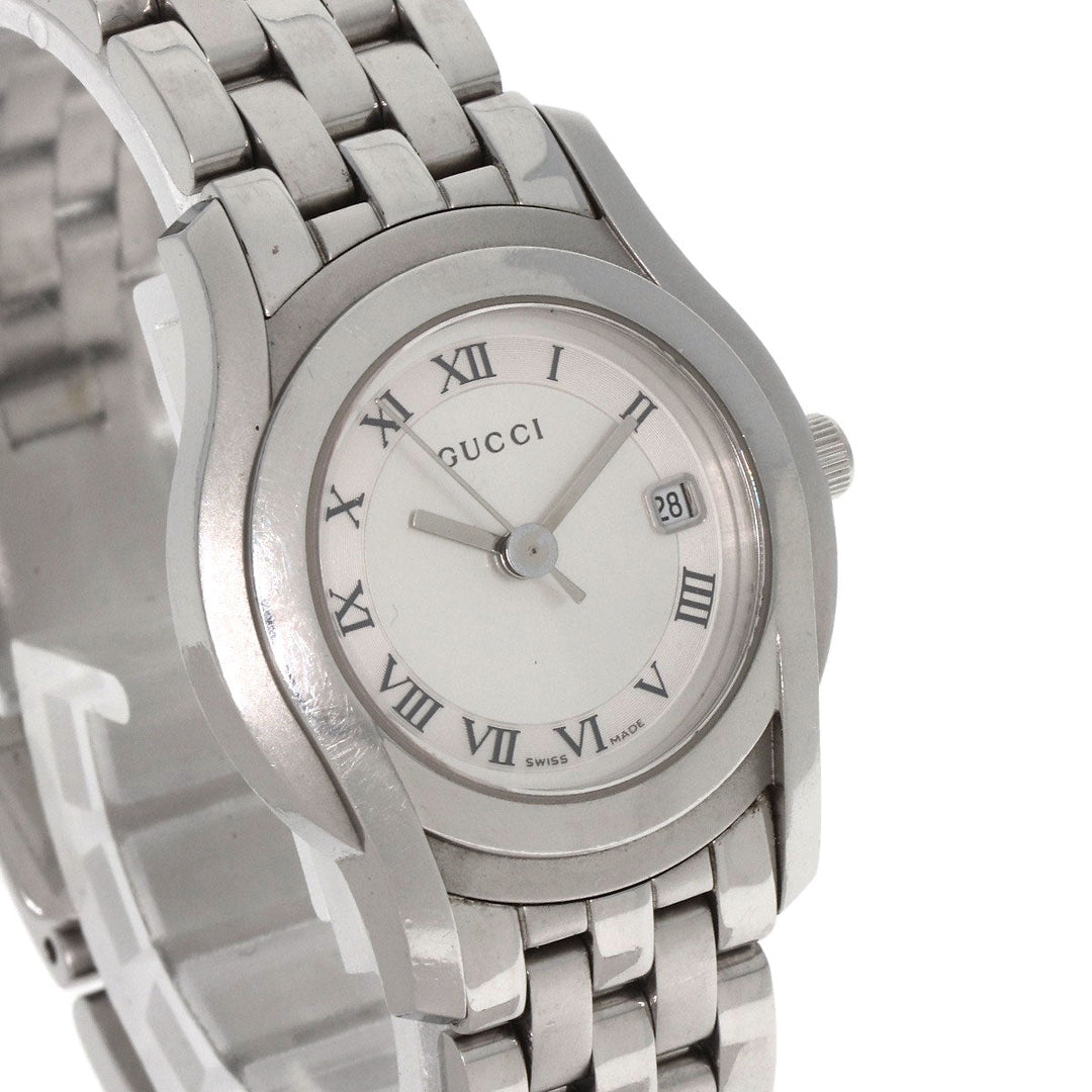 GUCCI Watches Quartz 5500L Stainless Steel , Stainless Steel Silver Round face Silver dial Women Used Authentic