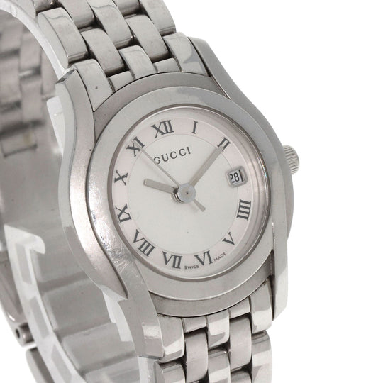 GUCCI Watches Quartz 5500L Stainless Steel , Stainless Steel Silver Round face Silver dial Women Used Authentic