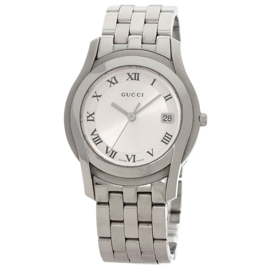 GUCCI Watches Quartz 5500M Stainless Steel , Stainless Steel Silver Round face Silver dial mens Used Authentic