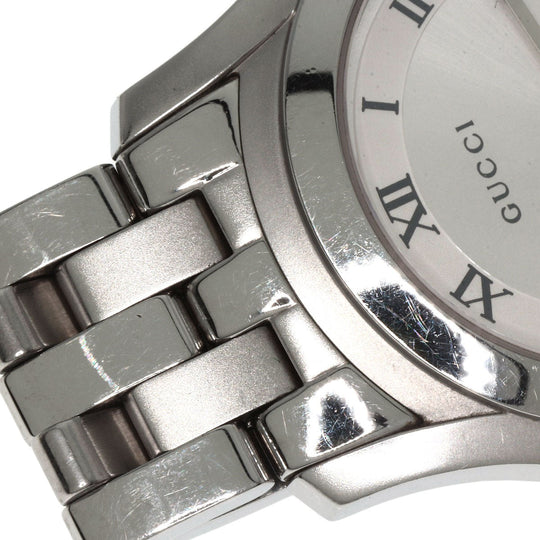 GUCCI Watches Quartz 5500M Stainless Steel , Stainless Steel Silver Round face Silver dial mens Used Authentic