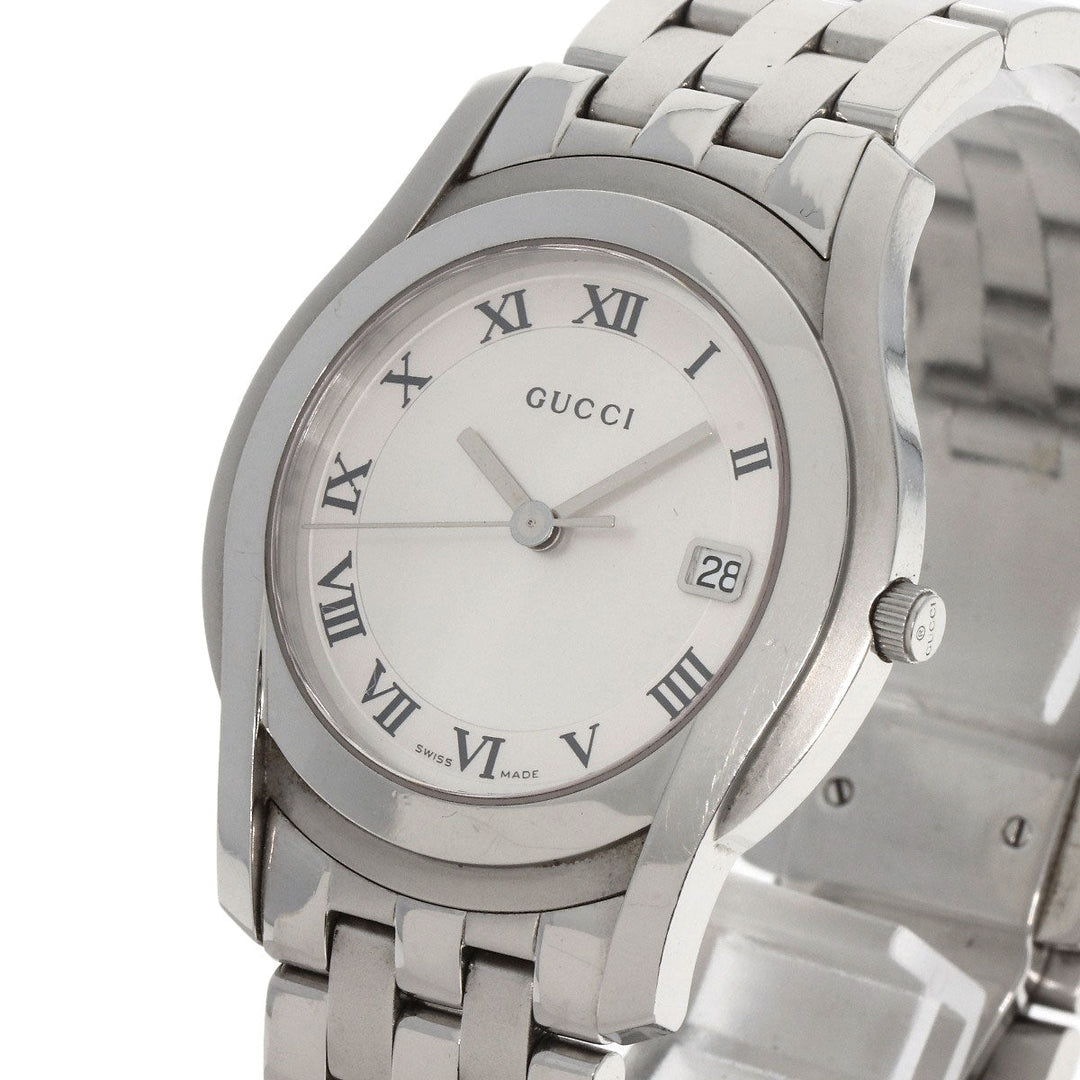GUCCI Watches Quartz 5500M Stainless Steel , Stainless Steel Silver Round face Silver dial mens Used Authentic