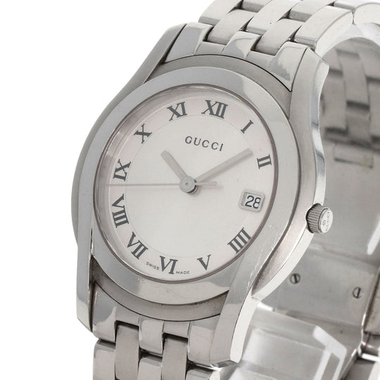 GUCCI Watches Quartz 5500M Stainless Steel , Stainless Steel Silver Round face Silver dial mens Used Authentic