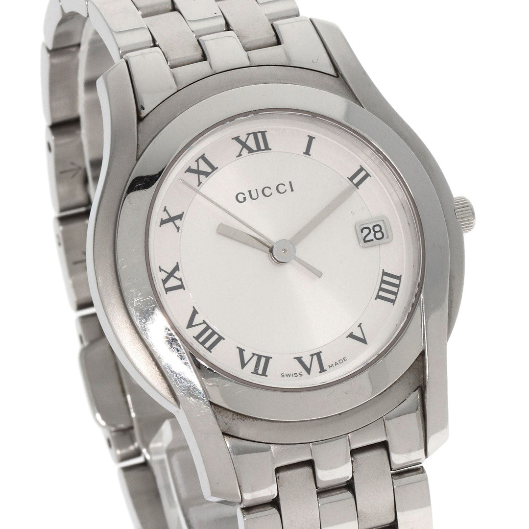 GUCCI Watches Quartz 5500M Stainless Steel , Stainless Steel Silver Round face Silver dial mens Used Authentic
