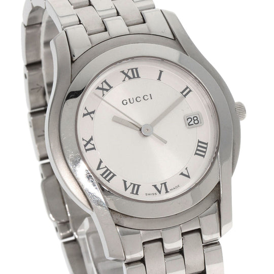GUCCI Watches Quartz 5500M Stainless Steel , Stainless Steel Silver Round face Silver dial mens Used Authentic