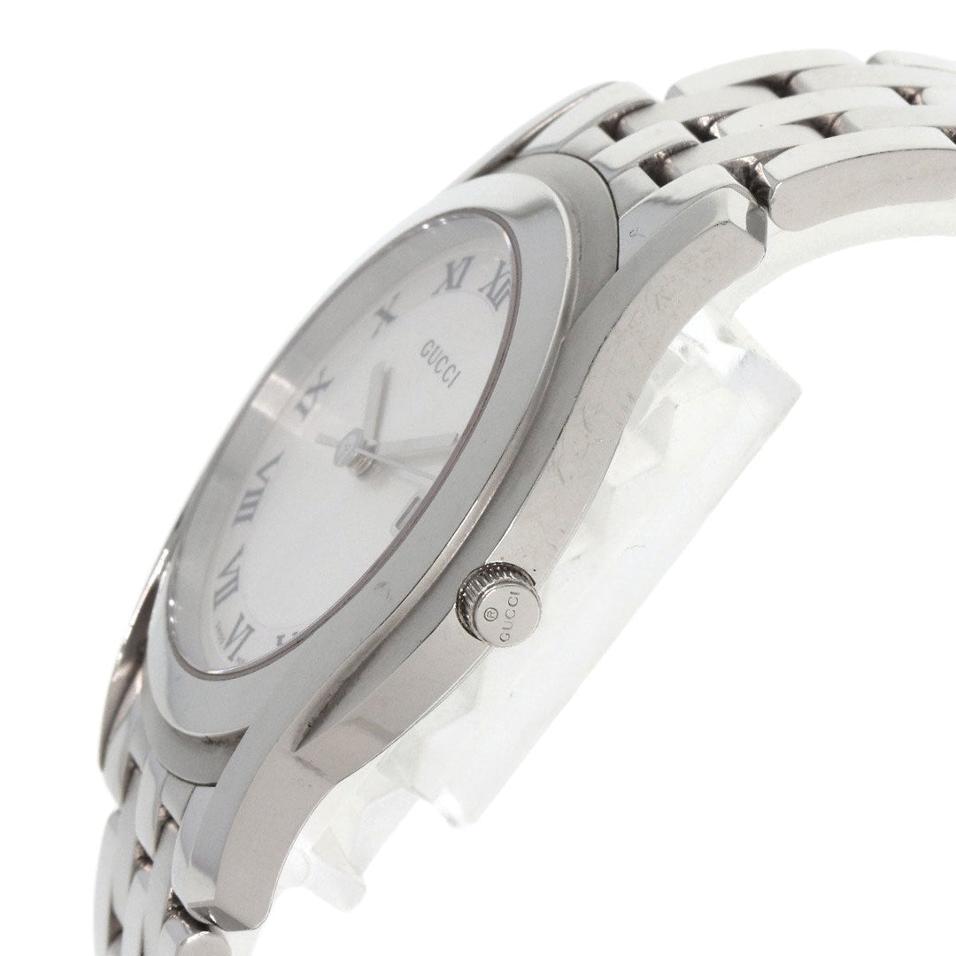 GUCCI Watches Quartz 5500M Stainless Steel , Stainless Steel Silver Round face Silver dial mens Used Authentic