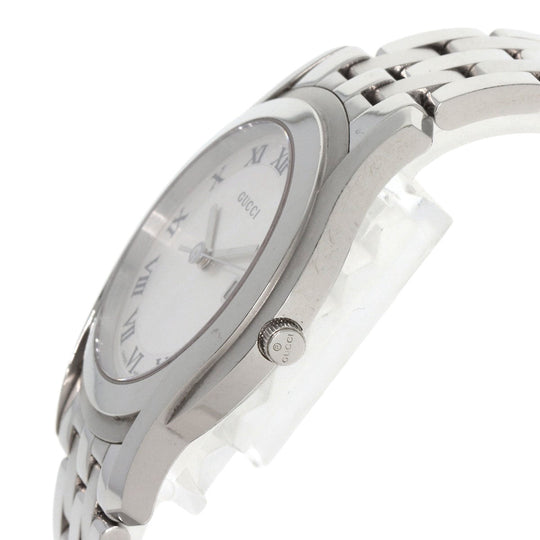 GUCCI Watches Quartz 5500M Stainless Steel , Stainless Steel Silver Round face Silver dial mens Used Authentic