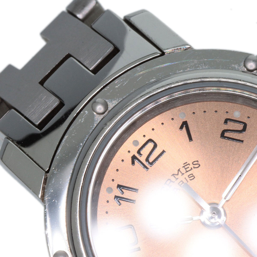 HERMES Watches Quartz CL4.210 Stainless Steel , Stainless Steel Silver Clipper pink dial Women Used Authentic