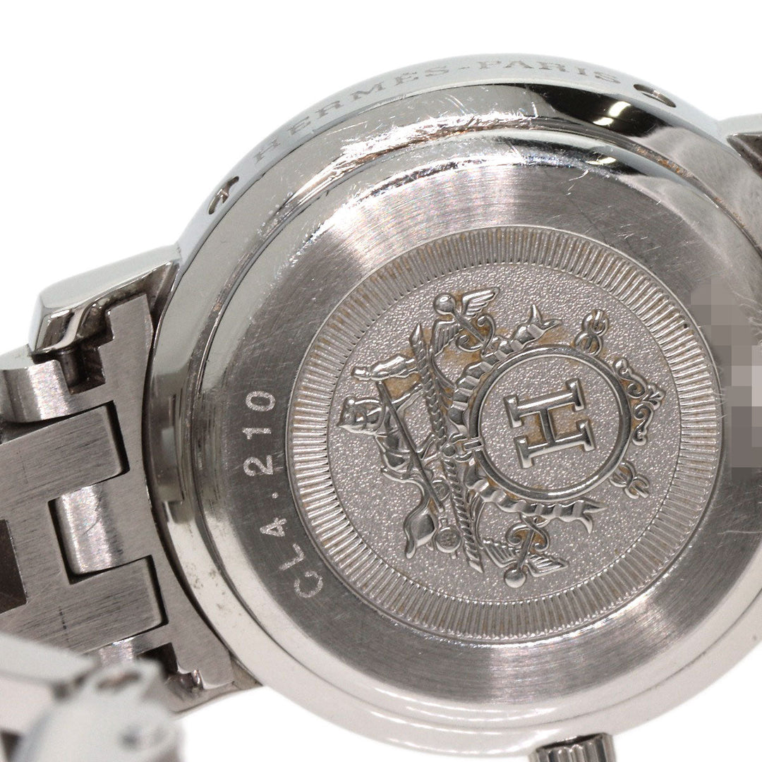 HERMES Watches Quartz CL4.210 Stainless Steel , Stainless Steel Silver Clipper pink dial Women Used Authentic