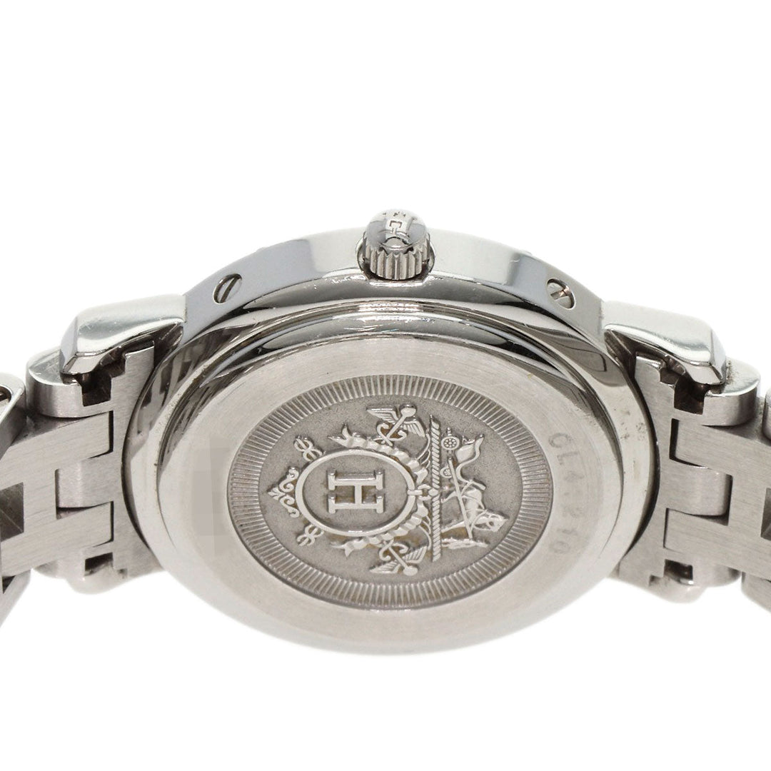 HERMES Watches Quartz CL4.210 Stainless Steel , Stainless Steel Silver Clipper pink dial Women Used Authentic
