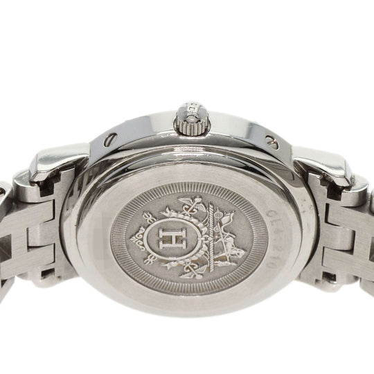 HERMES Watches Quartz CL4.210 Stainless Steel , Stainless Steel Silver Clipper pink dial Women Used Authentic