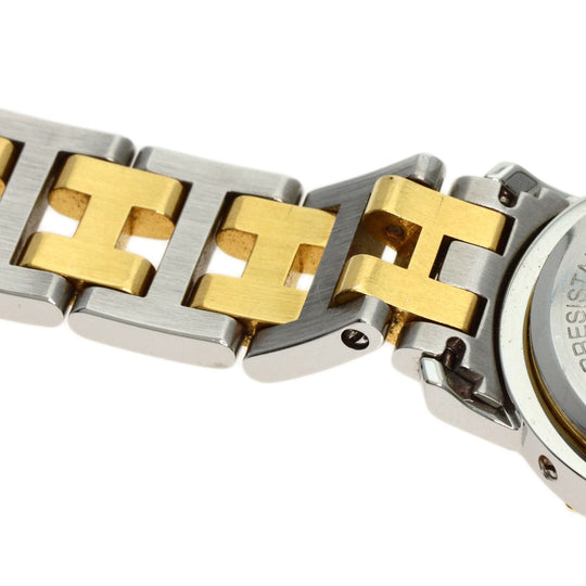 HERMES Watches Quartz CL4.220 Stainless Steel, Combination gold Clipper Old Belt Ivory dial Women Used Authentic