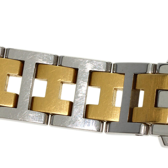 HERMES Watches Quartz CL4.220 Stainless Steel, Combination gold Clipper Old Belt Ivory dial Women Used Authentic