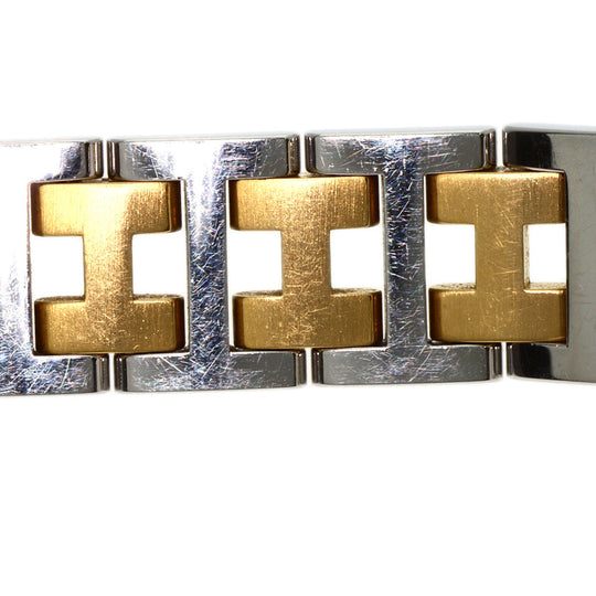 HERMES Watches Quartz CL4.220 Stainless Steel, Combination gold Clipper Old Belt Ivory dial Women Used Authentic
