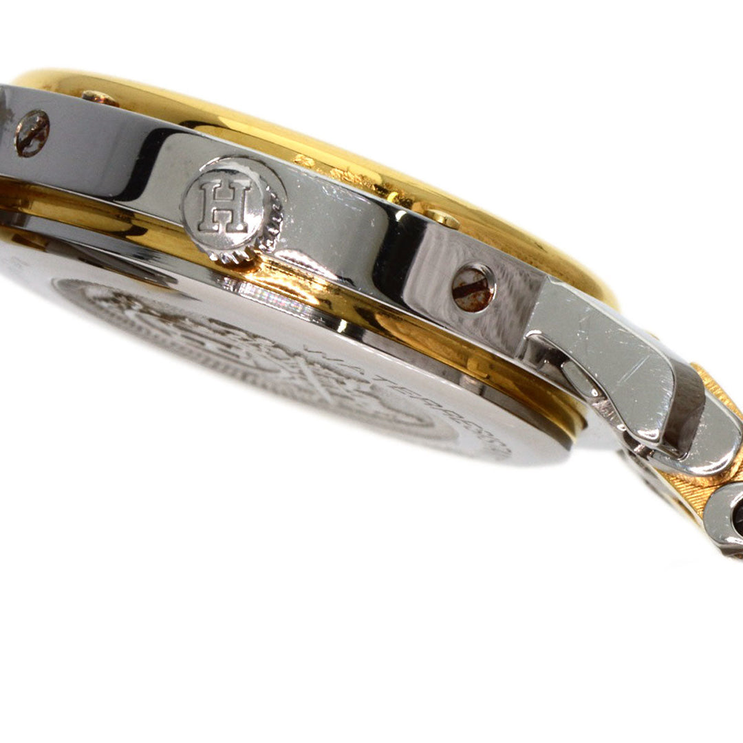 HERMES Watches Quartz CL4.220 Stainless Steel, Combination gold Clipper Old Belt Ivory dial Women Used Authentic