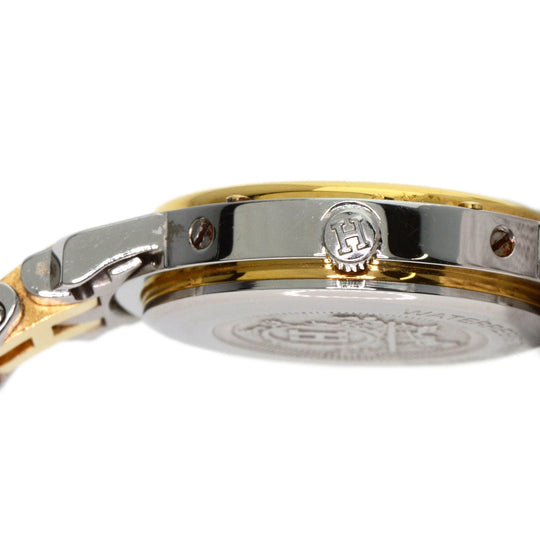HERMES Watches Quartz CL4.220 Stainless Steel, Combination gold Clipper Old Belt Ivory dial Women Used Authentic