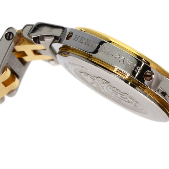HERMES Watches Quartz CL4.220 Stainless Steel, Combination gold Clipper Old Belt Ivory dial Women Used Authentic