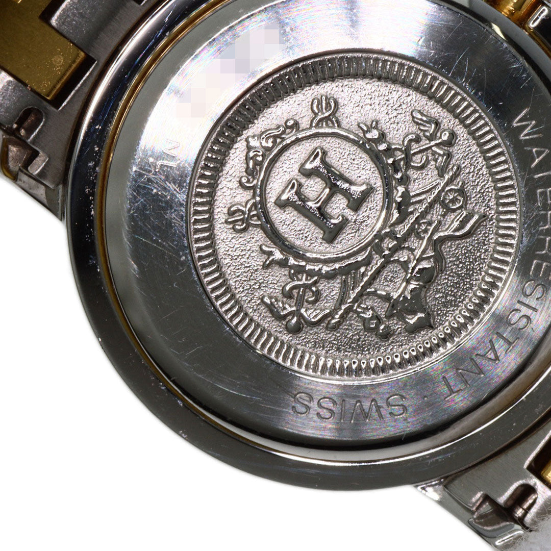 HERMES Watches Quartz CL4.220 Stainless Steel, Combination gold Clipper Old Belt Ivory dial Women Used Authentic