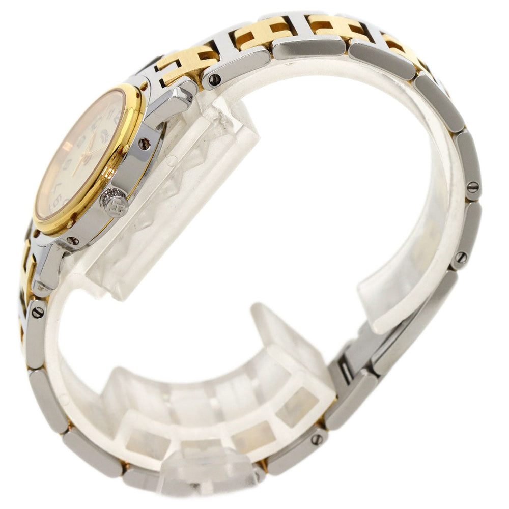 HERMES Watches Quartz CL4.220 Stainless Steel, Combination gold Clipper Old Belt Ivory dial Women Used Authentic