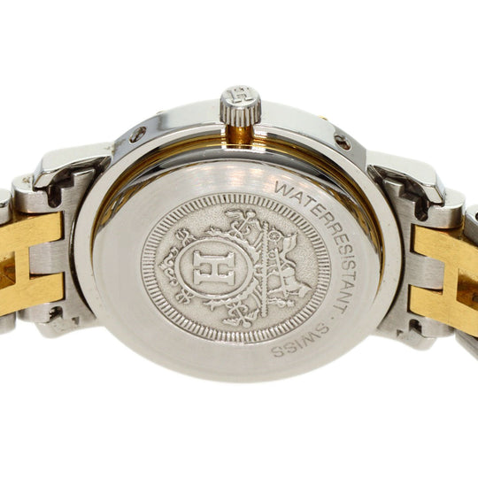 HERMES Watches Quartz CL4.220 Stainless Steel, Combination gold Clipper Old Belt Ivory dial Women Used Authentic