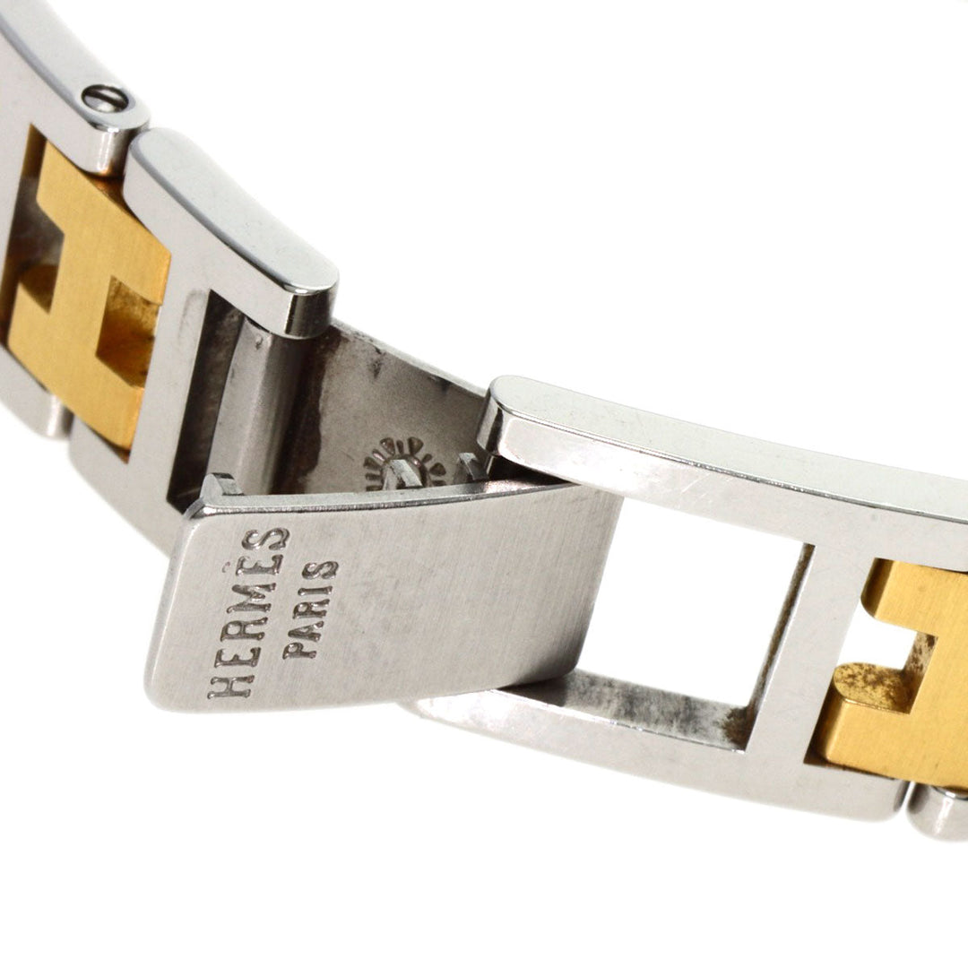 HERMES Watches Quartz CL4.220 Stainless Steel, Combination gold Clipper Old Belt Ivory dial Women Used Authentic