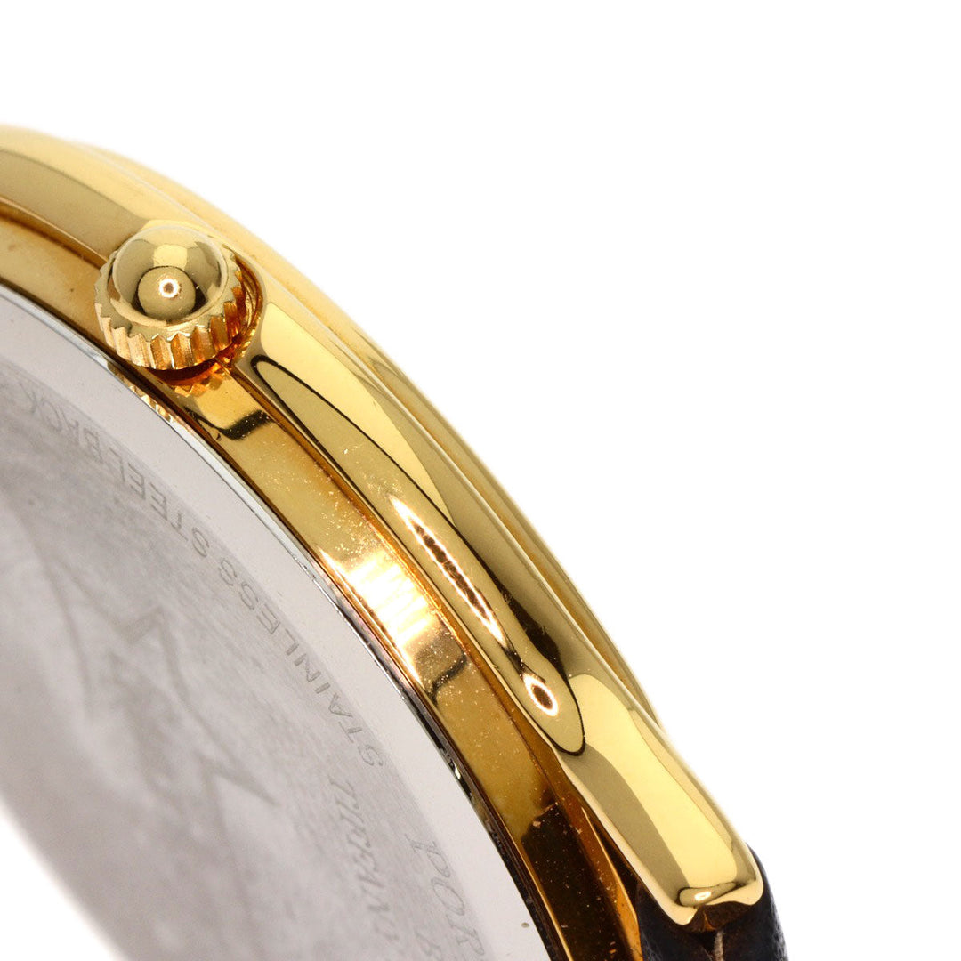 TIFFANY&Co. Watches Quartz Gold Plated, Leather gold portfolio white dial Boys Used Authentic