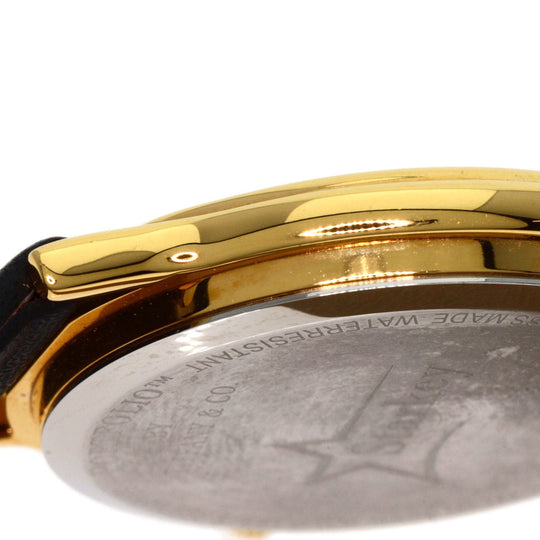 TIFFANY&Co. Watches Quartz Gold Plated, Leather gold portfolio white dial Boys Used Authentic