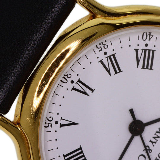 TIFFANY&Co. Watches Quartz Gold Plated, Leather gold portfolio white dial Boys Used Authentic
