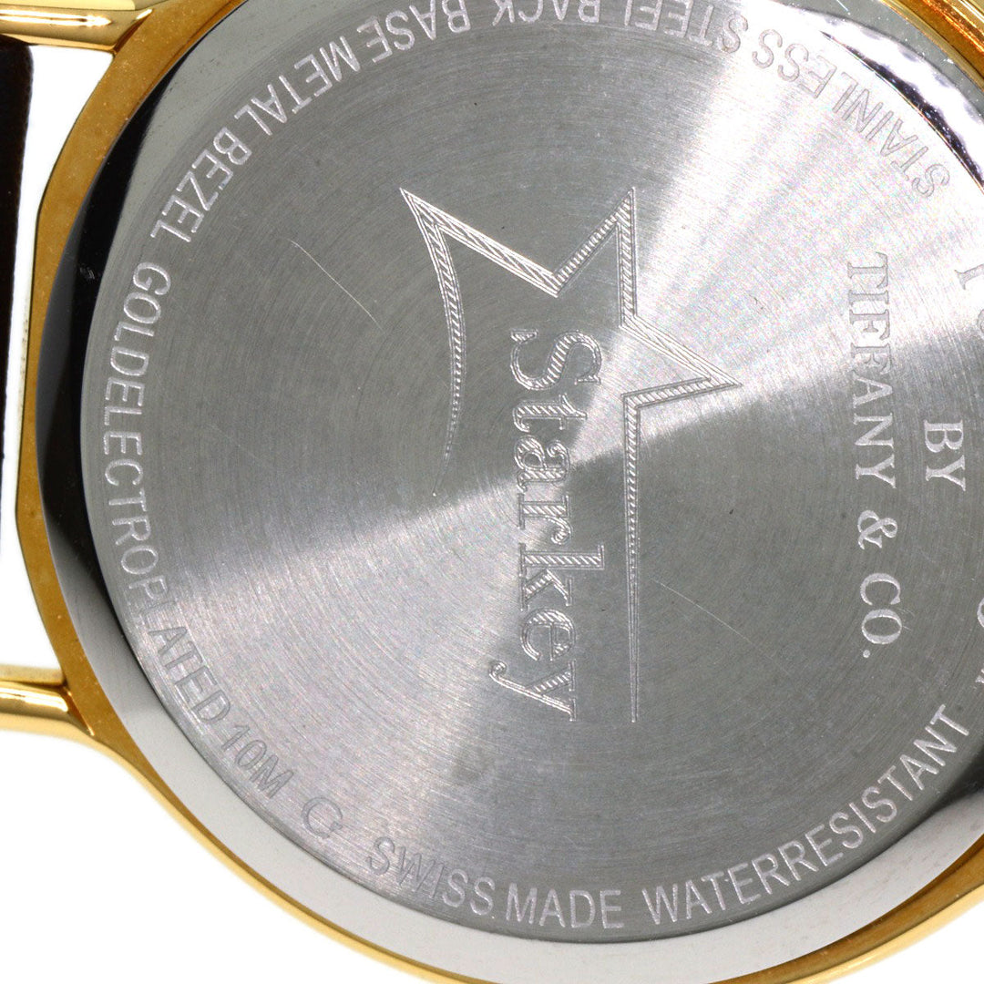 TIFFANY&Co. Watches Quartz Gold Plated, Leather gold portfolio white dial Boys Used Authentic