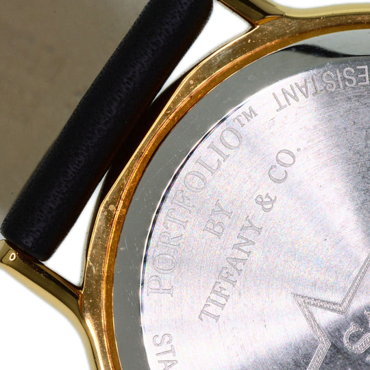 TIFFANY&Co. Watches Quartz Gold Plated, Leather gold portfolio white dial Boys Used Authentic