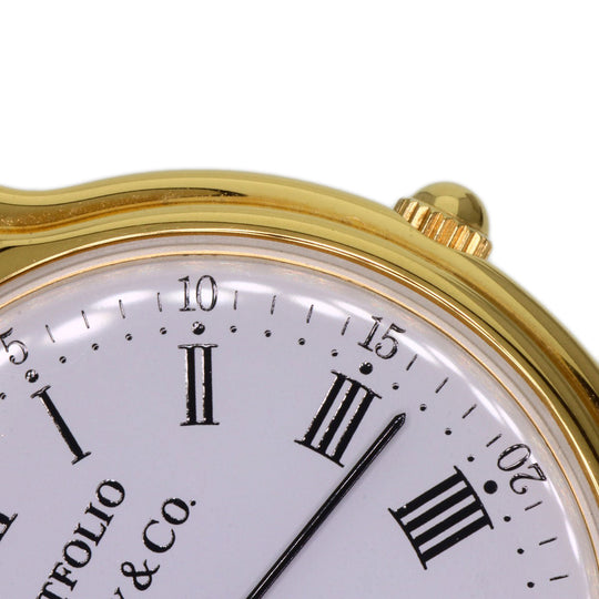 TIFFANY&Co. Watches Quartz Gold Plated, Leather gold portfolio white dial Boys Used Authentic