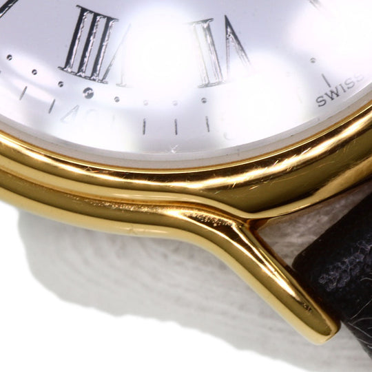 TIFFANY&Co. Watches Quartz Gold Plated, Leather gold portfolio white dial Boys Used Authentic