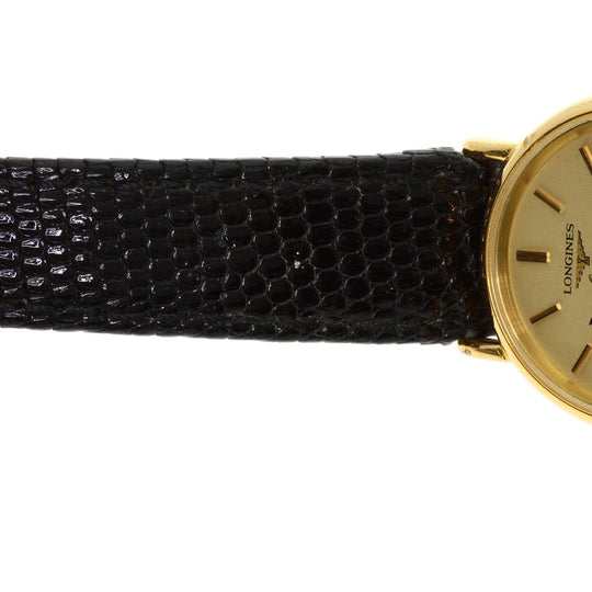 LONGINES Watches Quartz Gold Plated, Leather gold Classic Pleasance gold dial Women Used Authentic