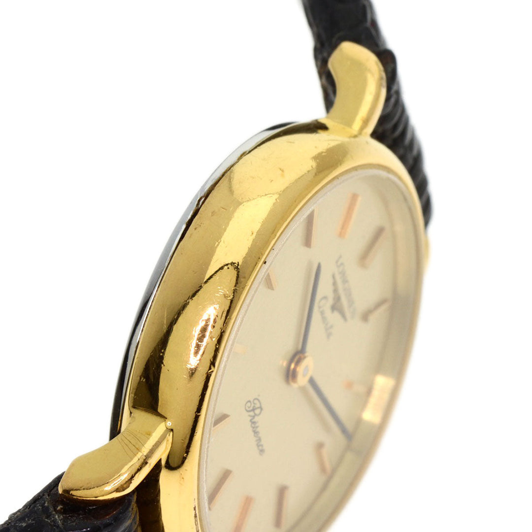 LONGINES Watches Quartz Gold Plated, Leather gold Classic Pleasance gold dial Women Used Authentic
