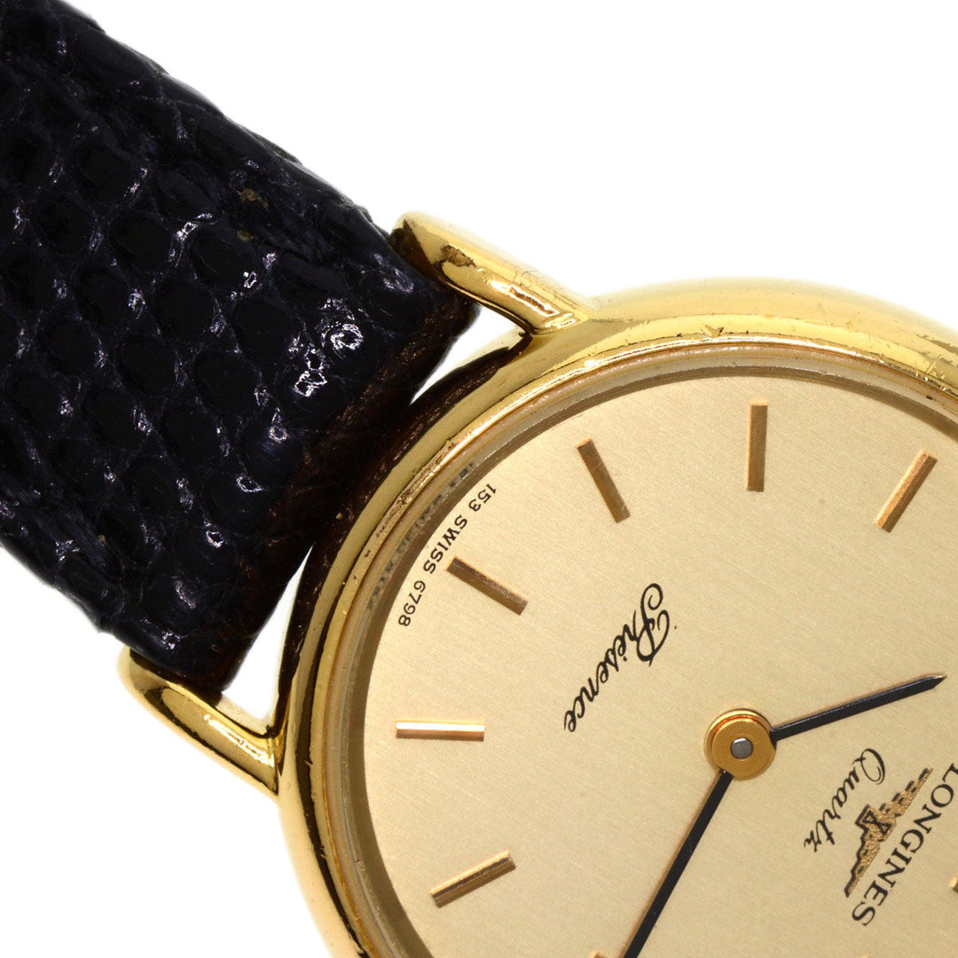LONGINES Watches Quartz Gold Plated, Leather gold Classic Pleasance gold dial Women Used Authentic