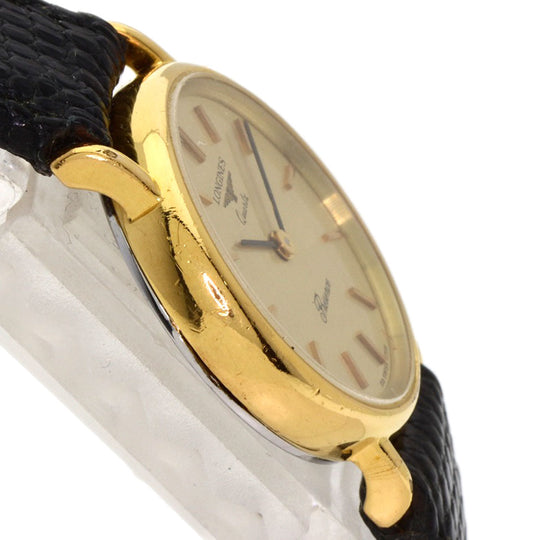 LONGINES Watches Quartz Gold Plated, Leather gold Classic Pleasance gold dial Women Used Authentic