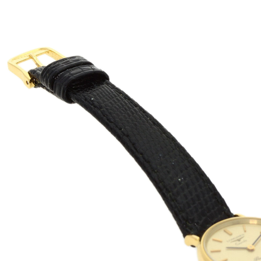 LONGINES Watches Quartz Gold Plated, Leather gold Classic Pleasance gold dial Women Used Authentic
