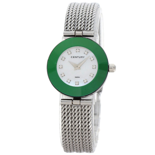 CENTURY Watches Quartz Stainless Steel , Stainless Steel Silver Time Gem 12P Diamond White shell dial Women Used Authentic