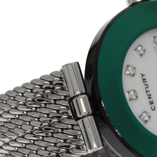 CENTURY Watches Quartz Stainless Steel , Stainless Steel Silver Time Gem 12P Diamond White shell dial Women Used Authentic
