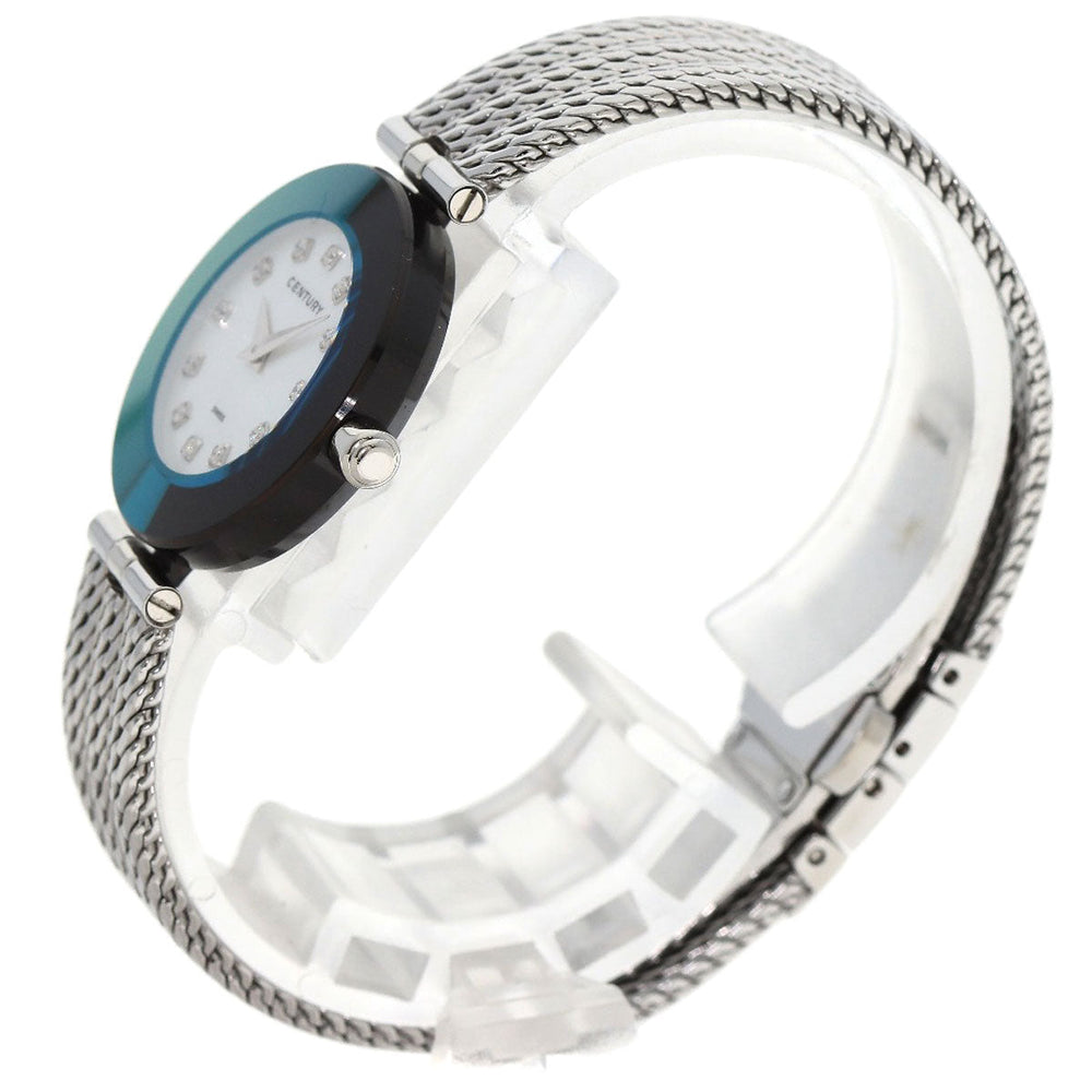 CENTURY Watches Quartz Stainless Steel , Stainless Steel Silver Time Gem 12P Diamond White shell dial Women Used Authentic