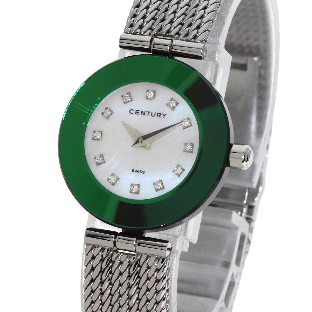 CENTURY Watches Quartz Stainless Steel , Stainless Steel Silver Time Gem 12P Diamond White shell dial Women Used Authentic