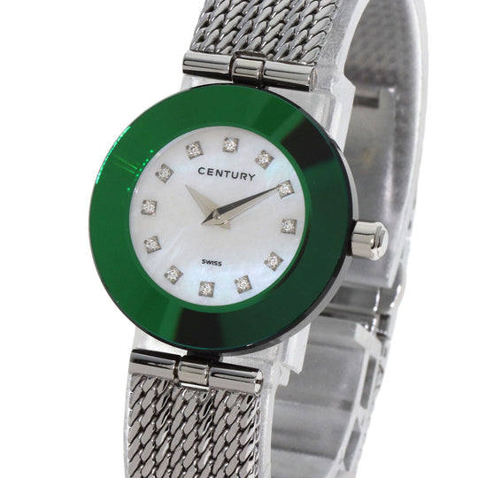 CENTURY Watches Quartz Stainless Steel , Stainless Steel Silver Time Gem 12P Diamond White shell dial Women Used Authentic