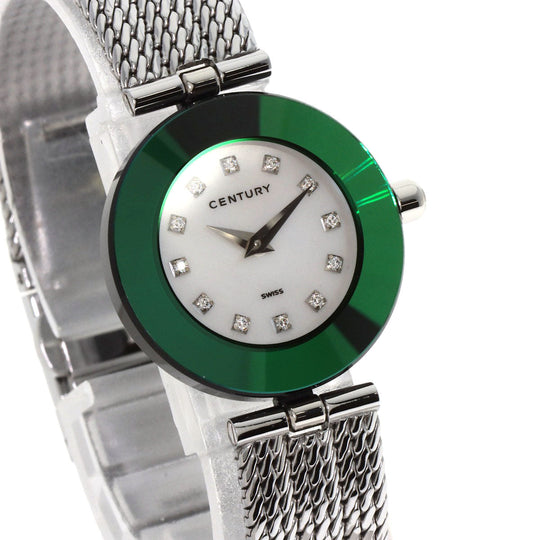 CENTURY Watches Quartz Stainless Steel , Stainless Steel Silver Time Gem 12P Diamond White shell dial Women Used Authentic