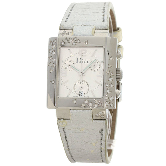 Christian Dior Watches Quartz D81-101 Stainless Steel, Leather Silver Riva Sparkling Chronograph Silver dial Women Used Authentic